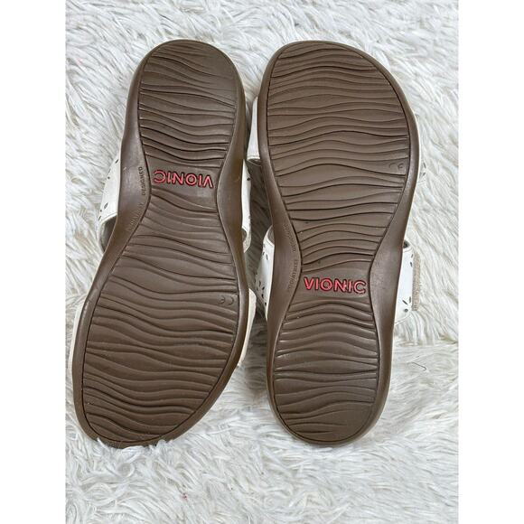 Vionic Randi LTHR Sandals Shoes Womens Size 9 White Slide Two Strap Comfort - Picture 7 of 7
